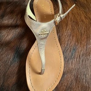 Rose gold coach sandals